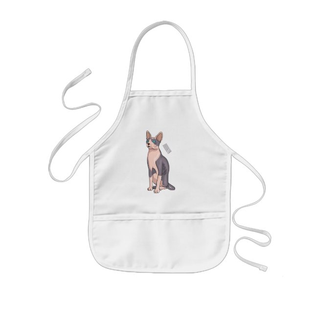 Sphynx cat cartoon illustration  kids apron (Front)