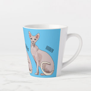 Sphynx cat cartoon illustration  latte mug