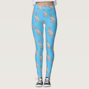 Sphynx cat cartoon illustration  leggings