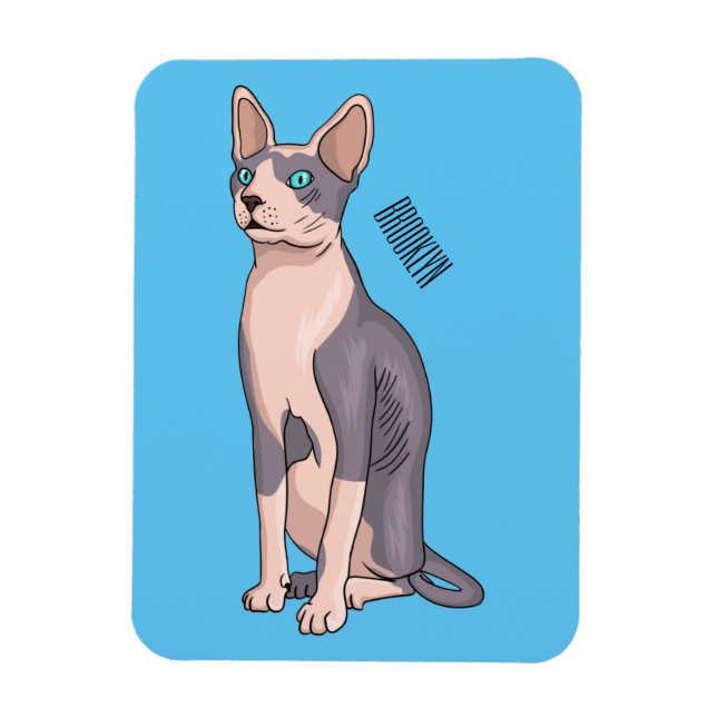 Sphynx cat cartoon illustration magnet (Vertical)