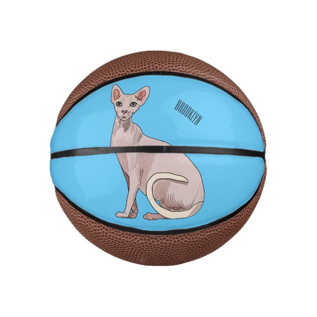 Sphynx cat cartoon illustration  mini basketball (Front)