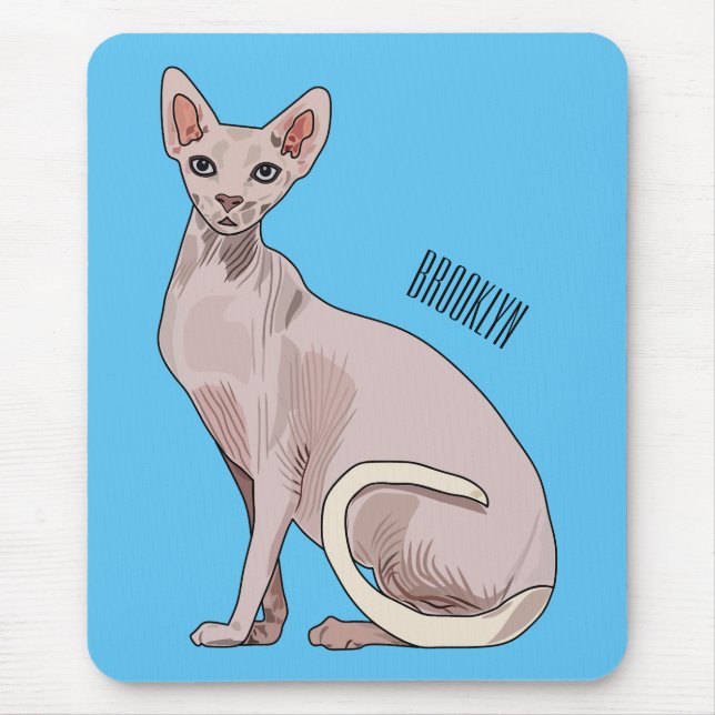 Sphynx cat cartoon illustration  mouse pad (Front)