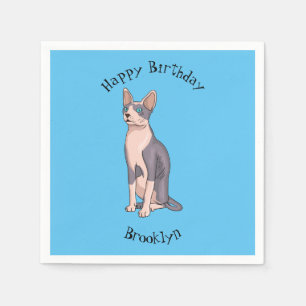 Sphynx cat cartoon illustration napkin