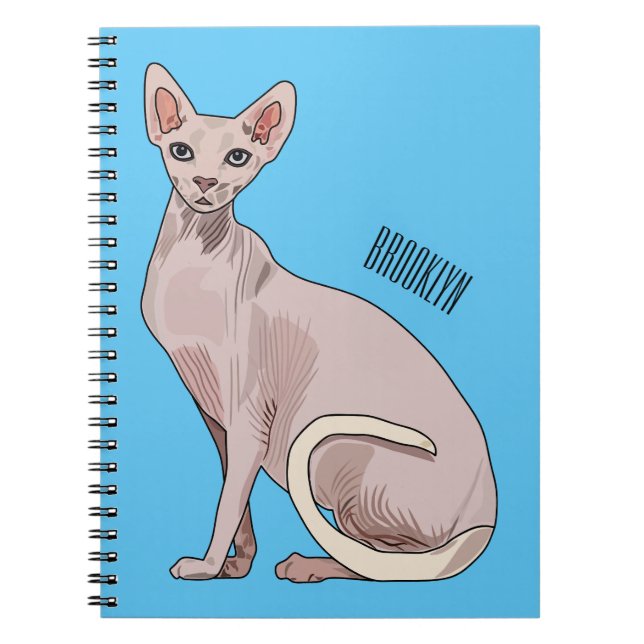 Sphynx cat cartoon illustration  notebook (Front)