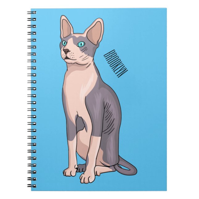 Sphynx cat cartoon illustration  notebook (Front)