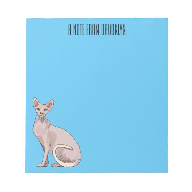 Sphynx cat cartoon illustration  notepad (Front)