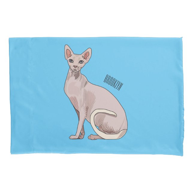 Sphynx cat cartoon illustration  pillowcase (Front)