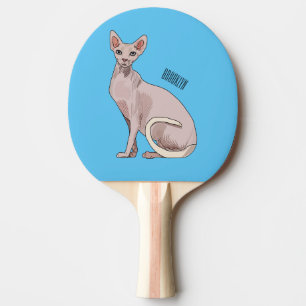 Sphynx cat cartoon illustration ping pong paddle
