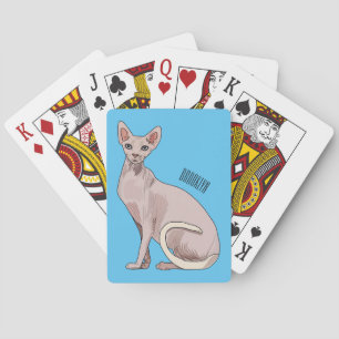Sphynx cat cartoon illustration  playing cards