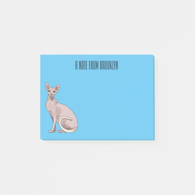 Sphynx cat cartoon illustration  post-it notes (Front)