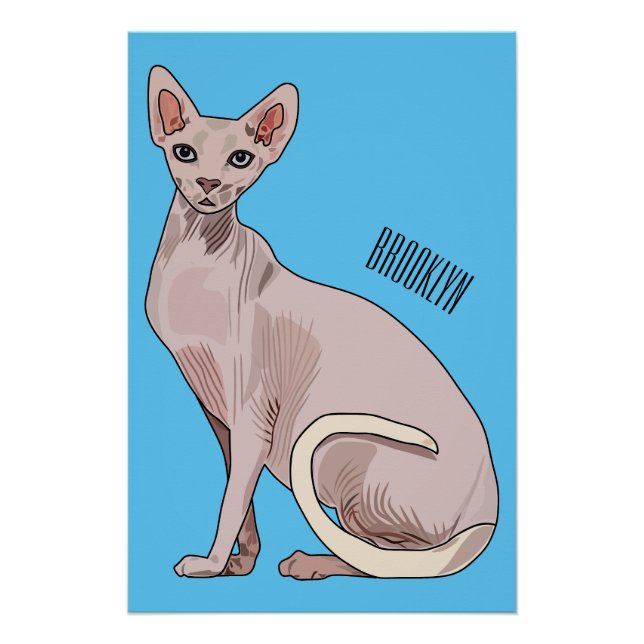 Sphynx cat cartoon illustration  poster (Front)