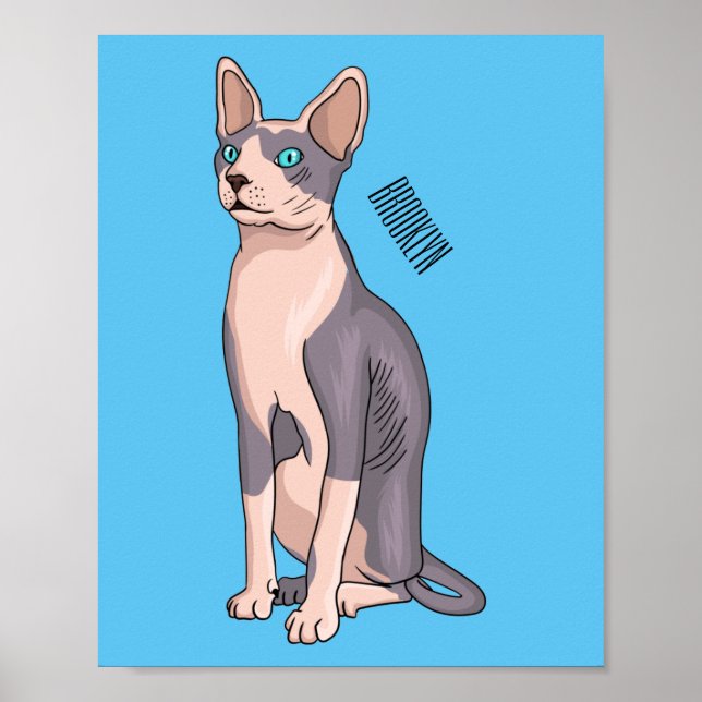 Sphynx cat cartoon illustration  poster (Front)