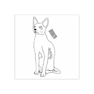 Sphynx cat cartoon illustration rubber stamp
