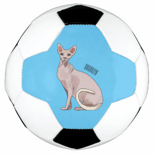 Sphynx cat cartoon illustration soccer ball
