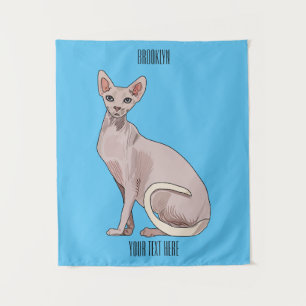 Sphynx cat cartoon illustration  tapestry