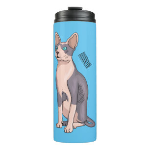 Sphynx cat cartoon illustration thermal tumbler