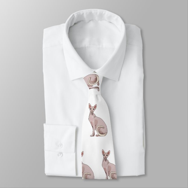 Sphynx cat cartoon illustration  tie (Tied)