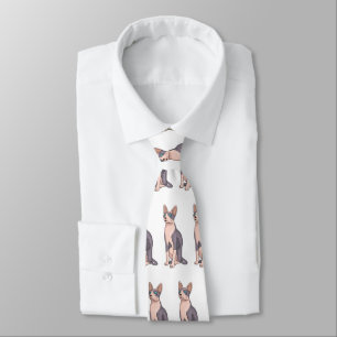 Sphynx cat cartoon illustration  tie
