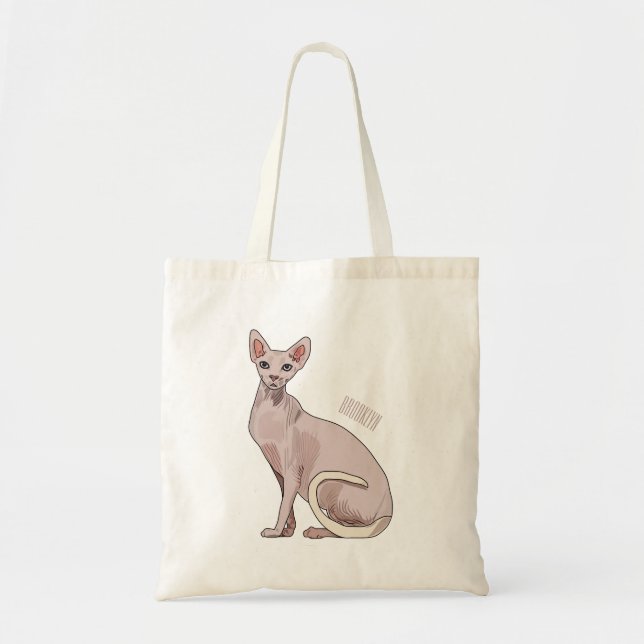 Sphynx cat cartoon illustration  tote bag (Front)
