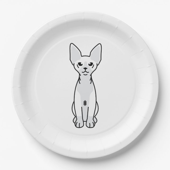 Sphynx Cat Cartoon Paper Plate (Front)