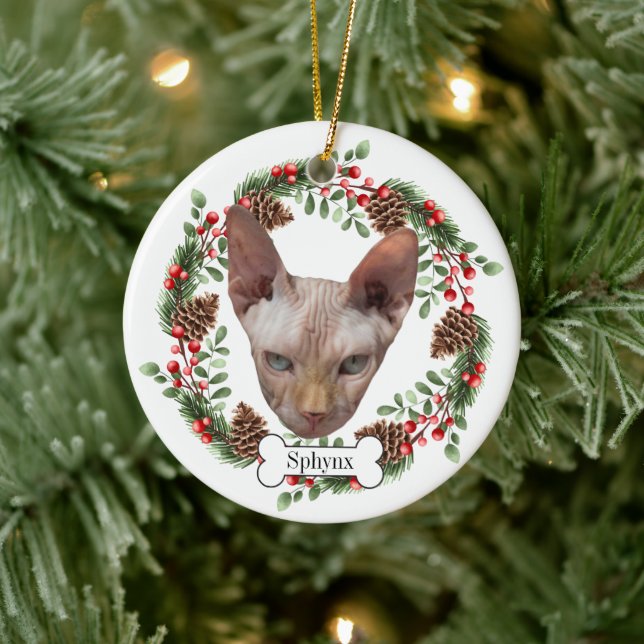 sphynx cat ceramic ornament (Tree)