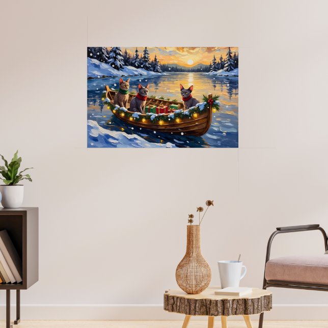 Sphynx Cat Christmas Boat Holiday Poster (Living Room 3)