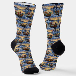 Sphynx Cat Christmas Boat Holiday Socks