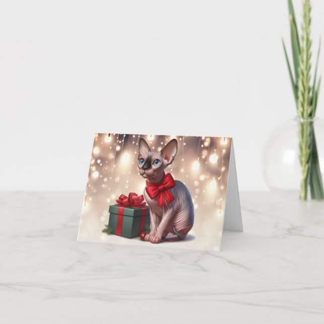 Sphynx Cat Christmas Card (Front)