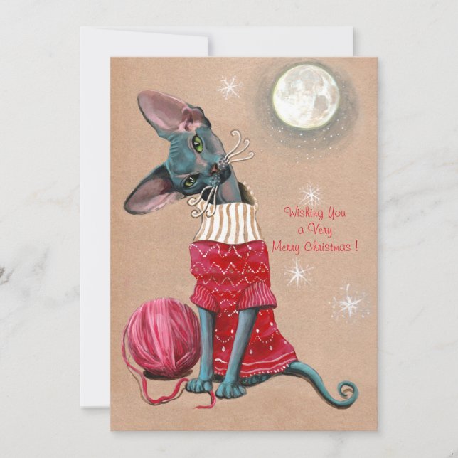 Sphynx Cat Christmas Card (Front)