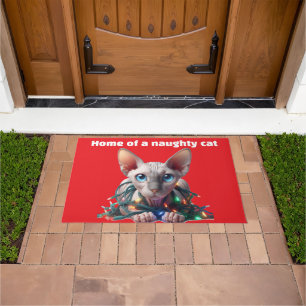 Sphynx Cat Christmas Doormat