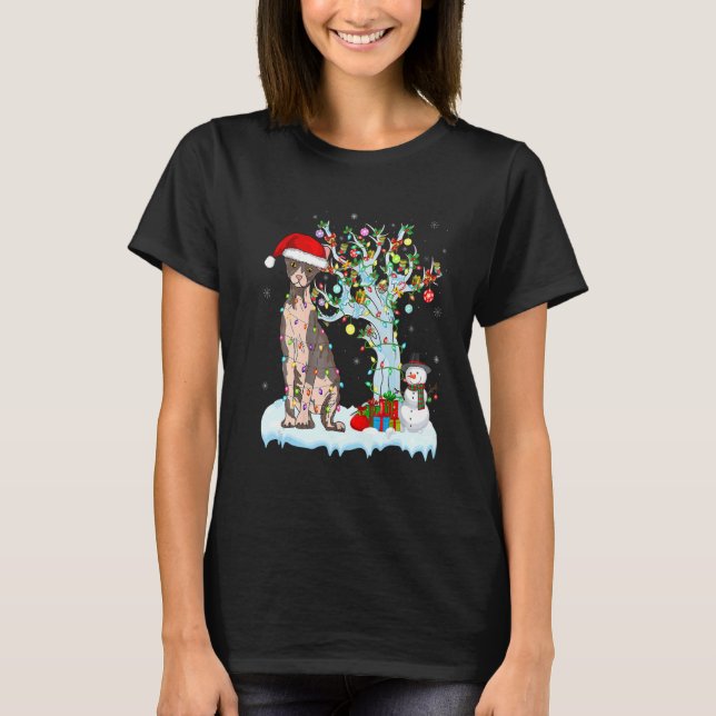Sphynx Cat Christmas Light Santas Hat Snowman Matc T-Shirt (Front)