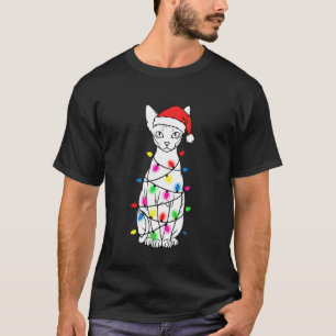 Sphynx Cat Christmas Lights Funny Santa Holiday Ca T-Shirt