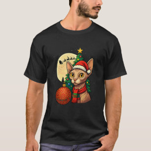 Sphynx Cat Christmas Lights Funny Santa Holiday Ca T-Shirt
