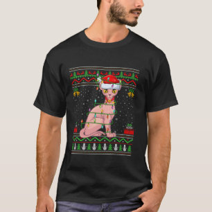 Sphynx Cat Christmas Lights Santa Ugly Sweater Xma