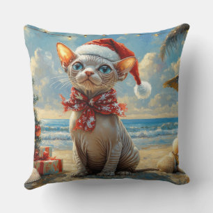 Sphynx Cat Christmas Vintage Beach  Cushion