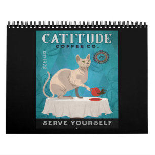 Sphynx Cat Coffee Funny Catitude Serve Yourself Calendar