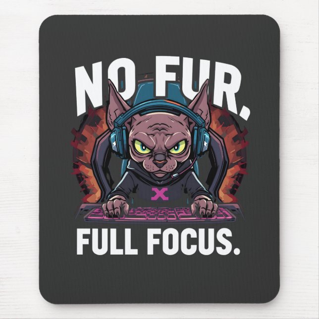 Sphynx Cat Gamer Full Focus Artwork Mouse Pad (Front)