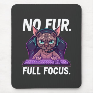 Sphynx Cat Gamer Full Focus Neon Art Mouse Pad