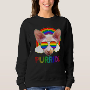 Sphynx Cat Gay Pride  Lgbt Rainbow Flag Sunglasses Sweatshirt