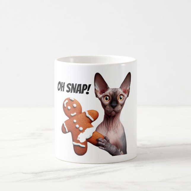 Sphynx Cat Gingerbread Cookie Oh Snap Funny Coffee Mug (Center)