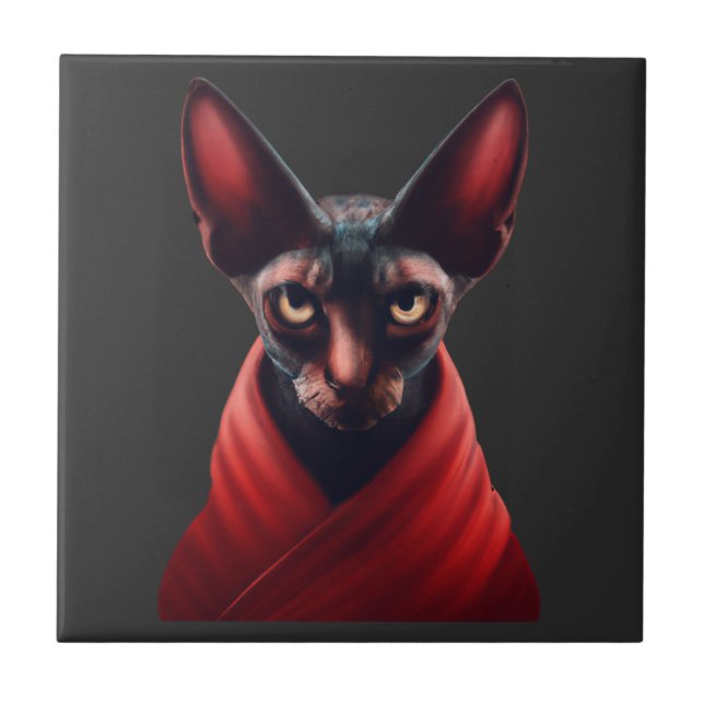 Sphynx Cat- Half Cat, Half Devil, Master Sphynx #2 Ceramic Tile (Front)