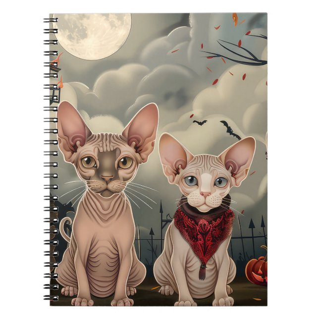 Sphynx Cat Halloween Spooky Notebook (Front)