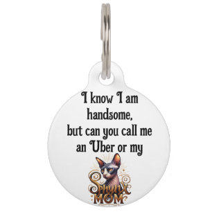 Sphynx Cat Handsome Personalised Funny Pet Tag