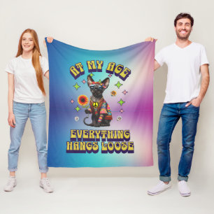 Sphynx Cat Hangs Loose Retro Birthday Fleece Blanket