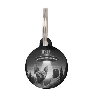 Sphynx Cat ID Tag Funny Selfie UFO 