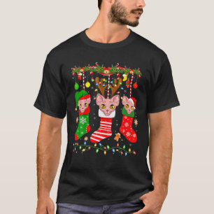 Sphynx Cat In Christmas Socks Lights Sphynx Cat Xm T-Shirt