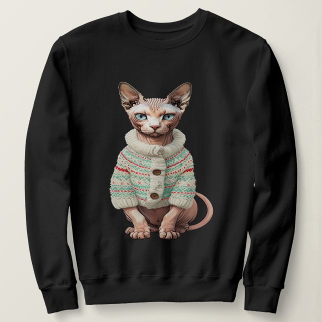 Sphynx Cat in Cosy Winter Sweater - Unique Gift fo (Design Front)