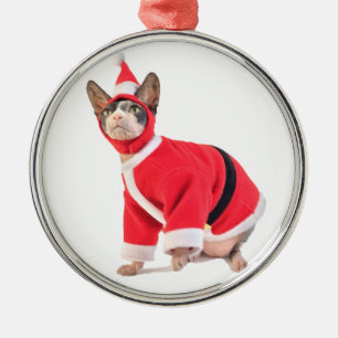 Sphynx Cat in Santa Claus Suit Ornament
