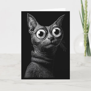 Sphynx cat in sweater funny vintage cat lovers card