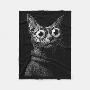 Sphynx cat in sweater funny vintage cat lovers fleece blanket